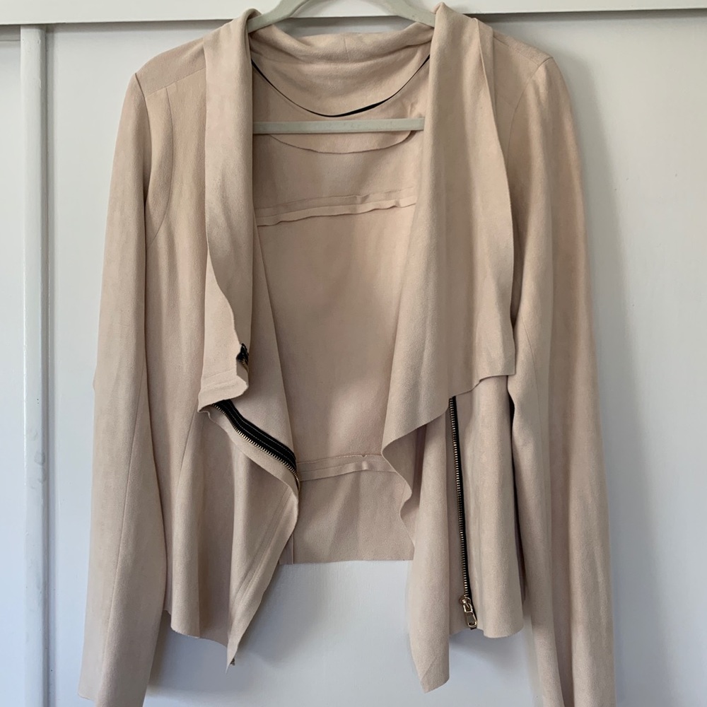 Faux-Leather Tan Cardigan